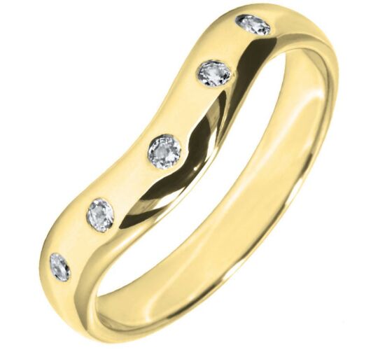 3mm Curved Shaped Wedding Ring - 0.10ct Diamond | W275